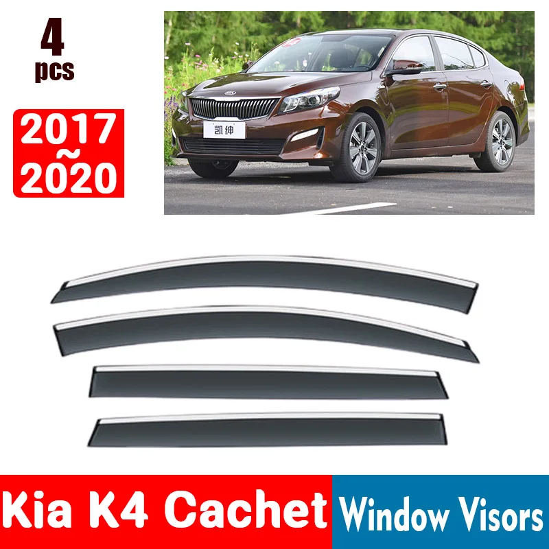 FOR Kia K4 Cachet 2017-2020 Window Visors Rain Guard Windows Rain Cover Deflector Awning Shield Vent Guard Shade Cover Trim