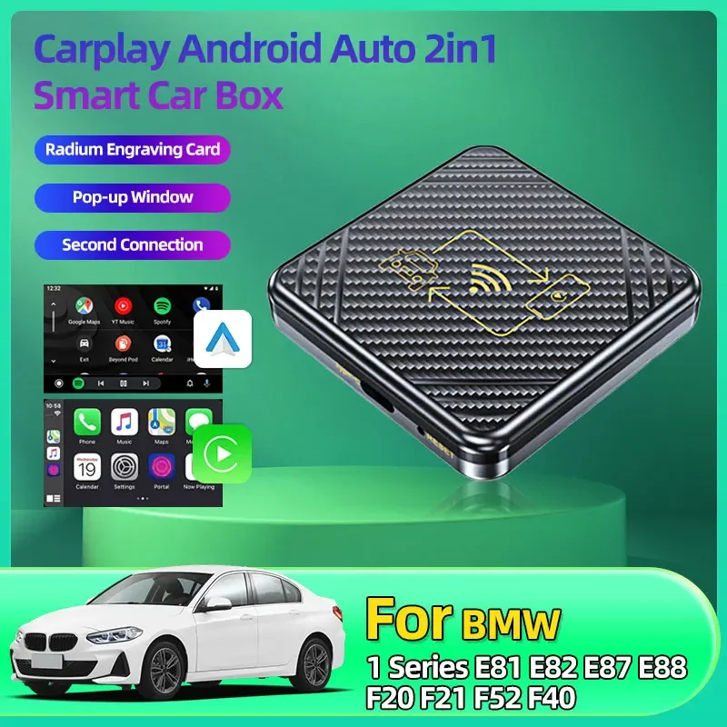 Фото Новые автомобильные интеллектуальные системы Carplay Ai Box, беспроводной Android Auto, беспроводной адаптер Carplay, ТВ-приставка для BMW 1 серии E81 E82 E87 №1
