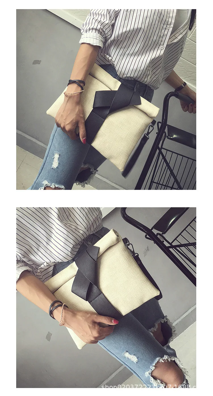 2022 New Clutch Trend Contrasting Color Bag Envelope Bag Tramp Tote Bag Women's Fashion Simple Large Bag Messenger Bag