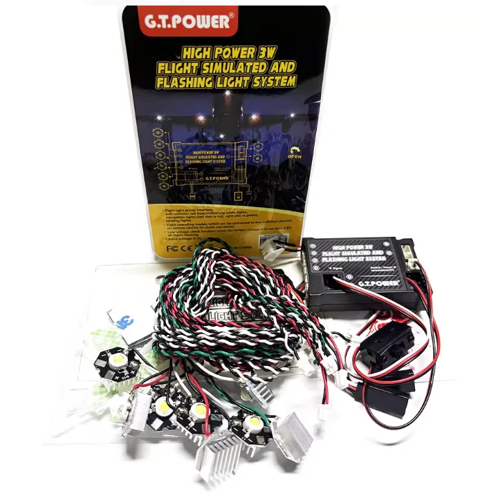 Фото GT Power High Power 3W Система освещения самолета Имитация полета и мигающая система освещения для радиоуправляемого самолета №2