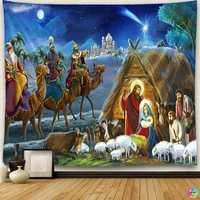 nativity manger barn tapestry christ religious belief easter arti background tapestries living room bedroom decor wall hanging
