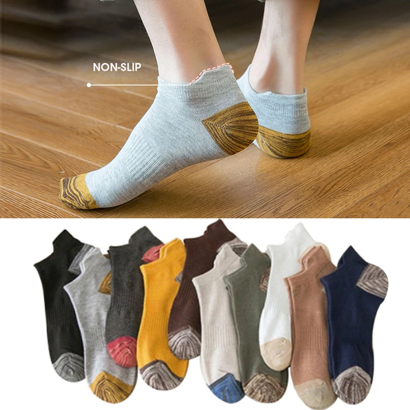 

High Quality Men's Cotton Breathable Ankle Socks Fashion Street High Heel Anti-friction Funny Short Sokken Plus Size EU 38-46