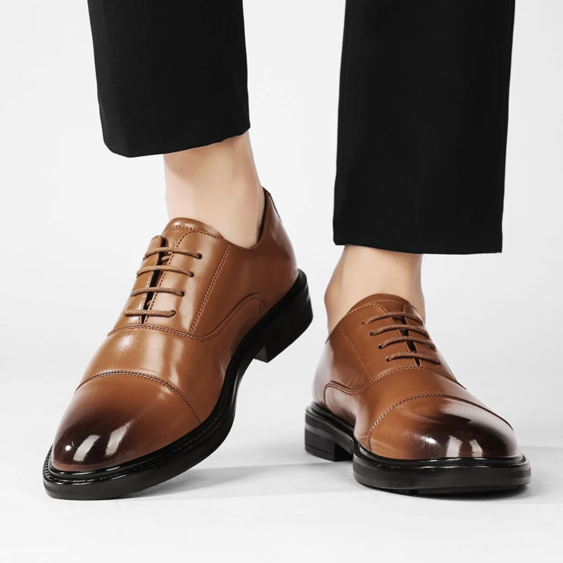 

Мужские туфли с перекрестной шнуровкой, черные повседневные кожаные туфли с круглым носком, на квадратном каблуке, 2023
