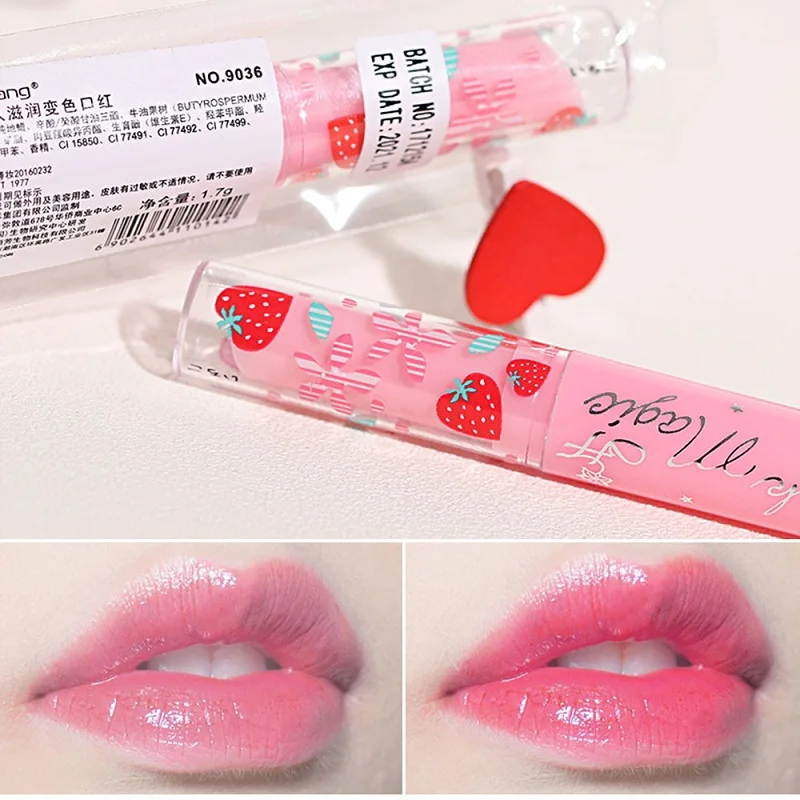 

Lip Balm Moisturizing Nourishing Lip Gloss Strawberry Temperature Change Color Lipstick Makeup Cosmetics Lip Skin Care