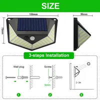 1-8Pack 220 LED Solar Garden Lights Outdoor Motion Sensor Waterproof Solar Powered Lamp Street Light for Garage Patio Decor Yard