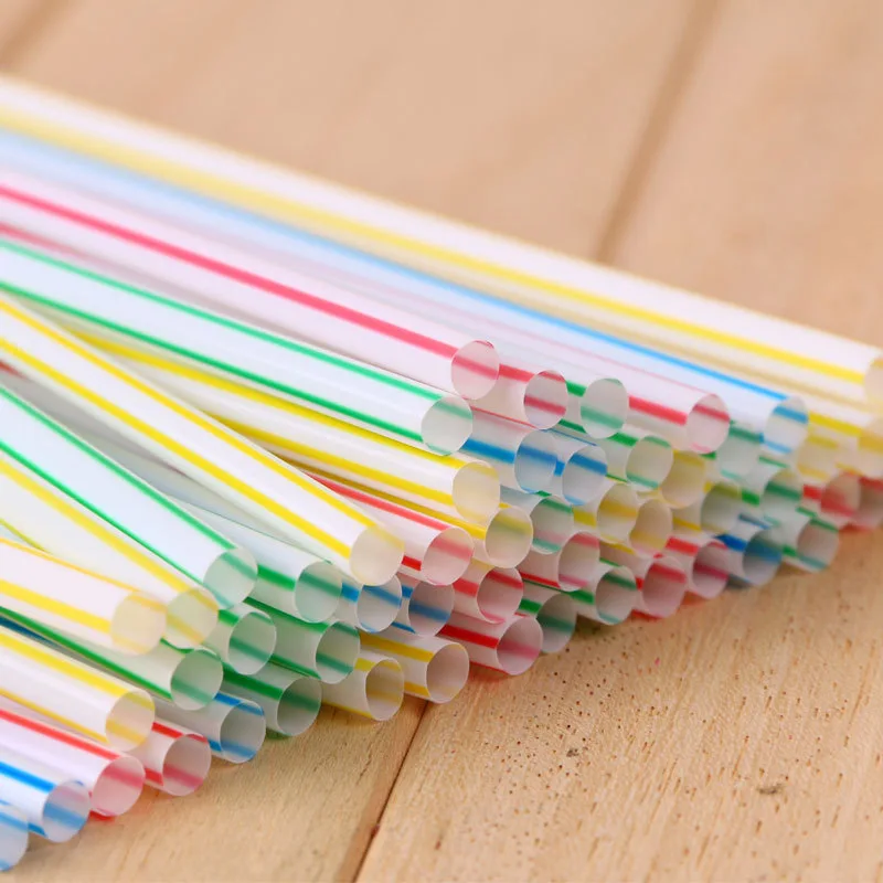 

100Pcs 21cm Colorful Disposable Plastic Curved Drinking Straws Party Bar Drink Accessories Birthday Reusable Cocktail Straw