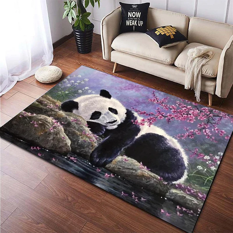 Animal Panda pattern custom non slip carpet living room doormat yoga mat picnic mat camping damp proof mat washroom floor mat