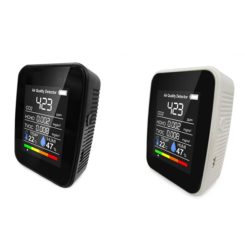 

Air Quality Monitor, 5-In-1 CO2 Moisture Meter Pollution Meter, Sensor, Tester, Detect Test Indoor Pollution