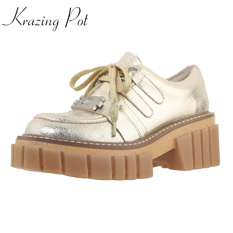 

Женские туфли-лодочки на толстой подошве, из натуральной кожи, с круглым носком