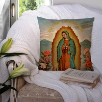 custom our lady of guadalupe square pillowcase polyester linen velvet printed zip decor pillow case car 22119 05