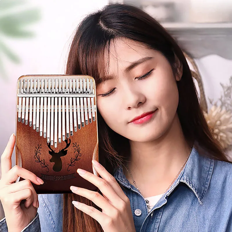 

17 Key Thumb Piano Kalimba Percuss 21 Key Box Children Finger Kalimba Beginners Deer Hard Case Teclados Musicales Gifts