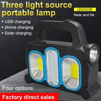 2022 cobled work light 3 modes solarusb rechargeable waterproof lantern outdoor camping searchlight home desk reading lamp