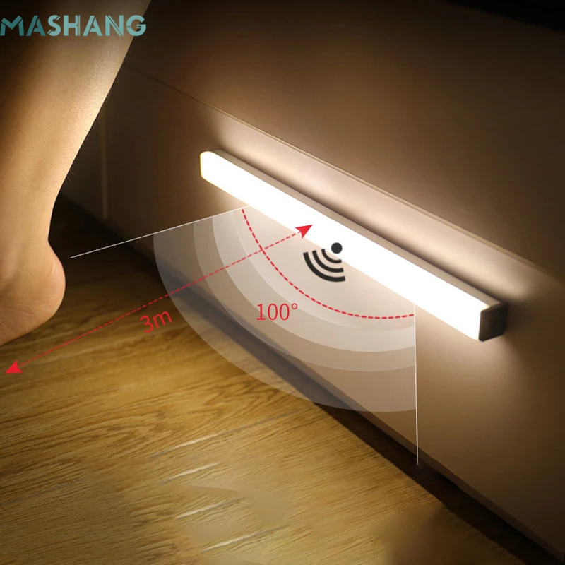 

Pir Motion Sensor Under Cabinet Led Lights for Kitchen Cupboard Bedroom Bathroom Stairs Under Bed Usb Rechargeable Night Lamp