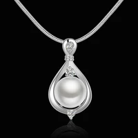 women fashion pearl pendant inlaid rhinestone chain necklace for women