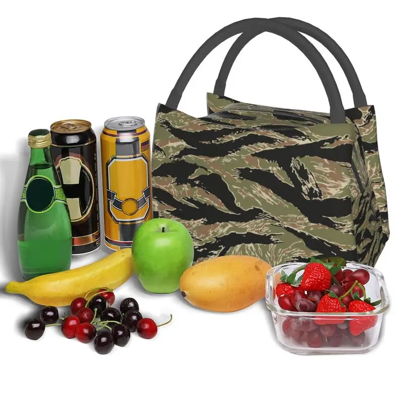 Tiger Stripe Camo Insulated Lunch Tote Bag for Women Military Tactical Camouflage Resuable Thermal Cooler Food Lunch Box images - 6