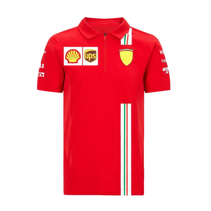 

Camiseta roja F1 para hombre, ropa de marca estampada, Harajuku, Color sólido, informal, POLO, novedad de 2021