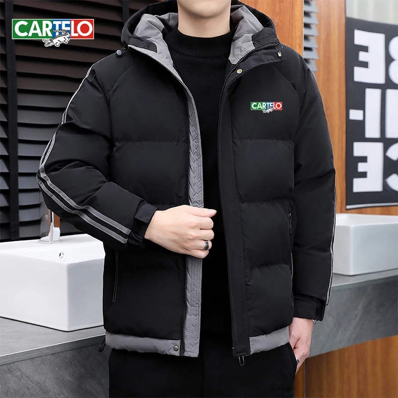 cartelo brand 2022 winter new men's cotton-padded jacket casual hooded thick down cotton jacket bread clothes keep warm