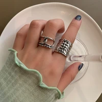 fmily minimalist 925 sterling silver personality geometric braided ring retro fashion exaggerated jewelry for girlfriend gifts