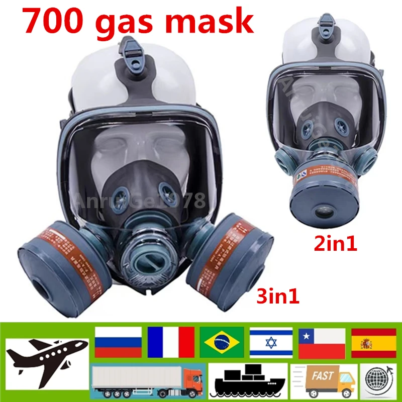 

Máscara de gas de pintura en aerosol de seguridad química Máscara respiratoria de trabajo de cara completa con caja de filtro