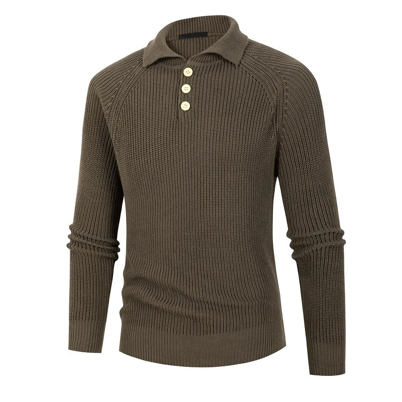 WEILUO Knitted Sweater Men's Long Sleeve Quarter-Button Sweater, Pullover Black Vintage Sweater Mens Sweater