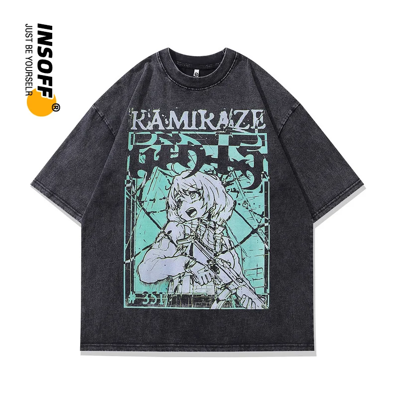 

Original Designer Japanese Anime Printed Graphic Cotton Washed Y2k Oversized Streetwear Vintage Style Men Harajuku 2023 T-shirt
