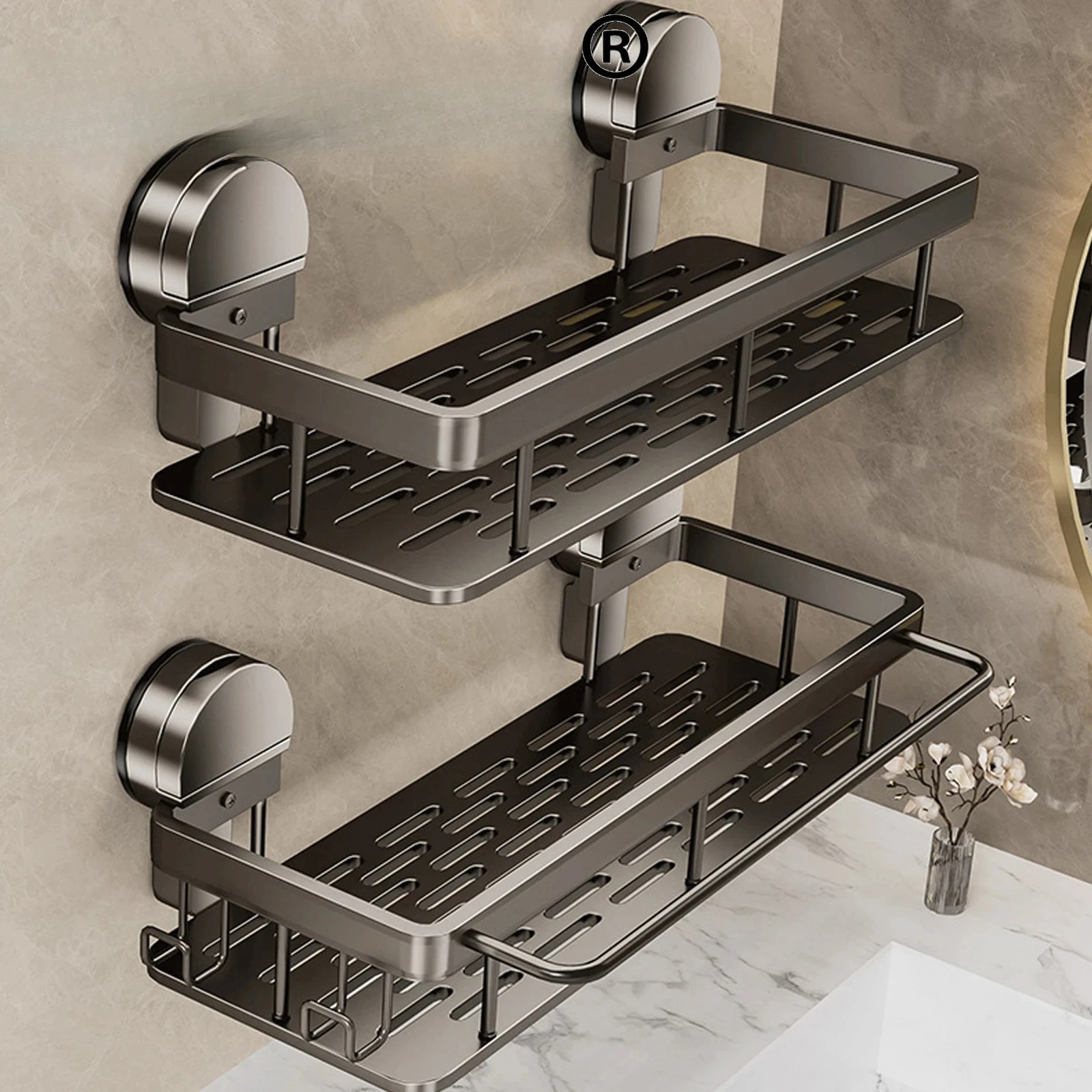 

Двухъярусная алюминиевая полка для ванной