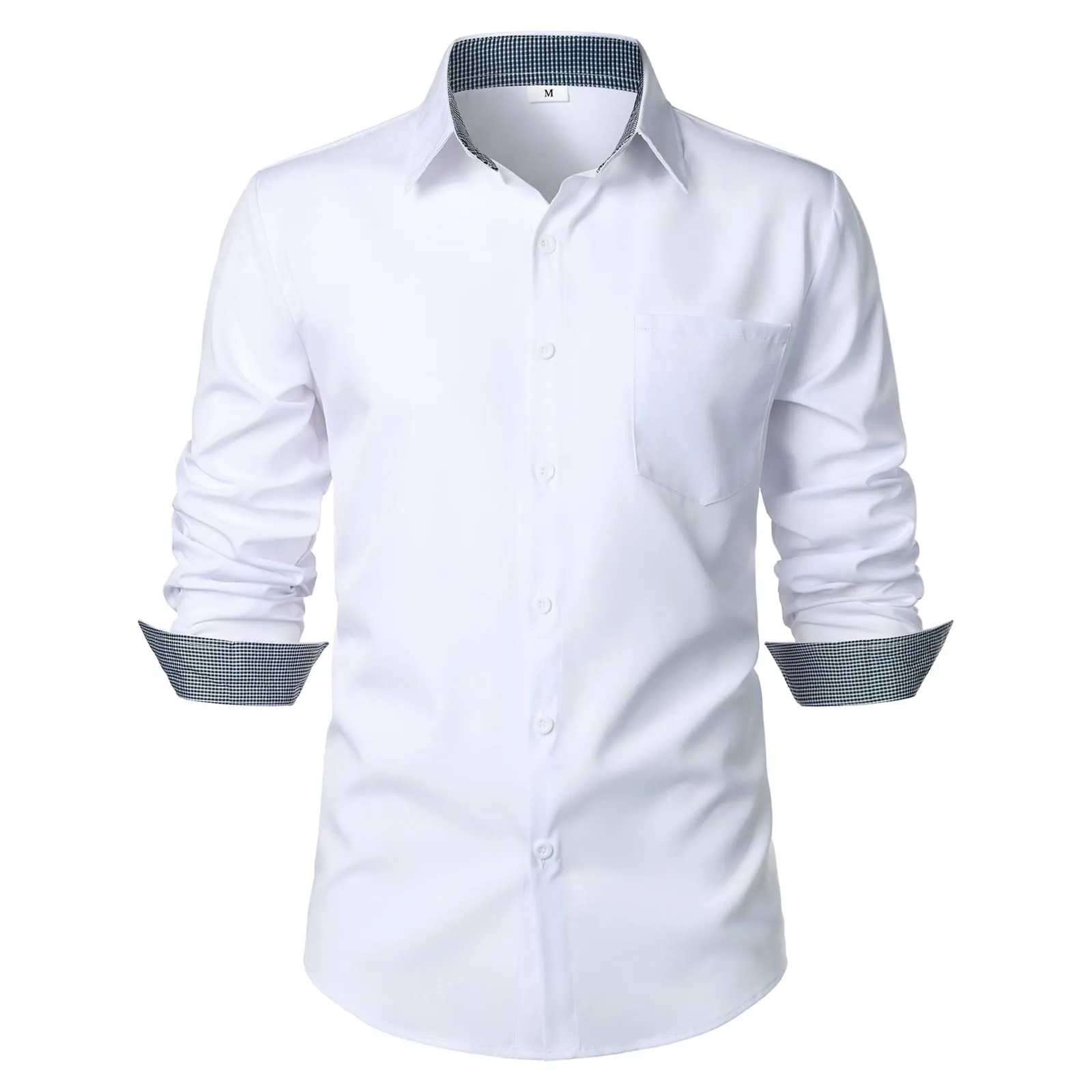 

Men's Spring And Summer Printed Casual Lapel Large Size Beach Holiday Plaid Long Sleeve Shirt Beach T Shirts Men