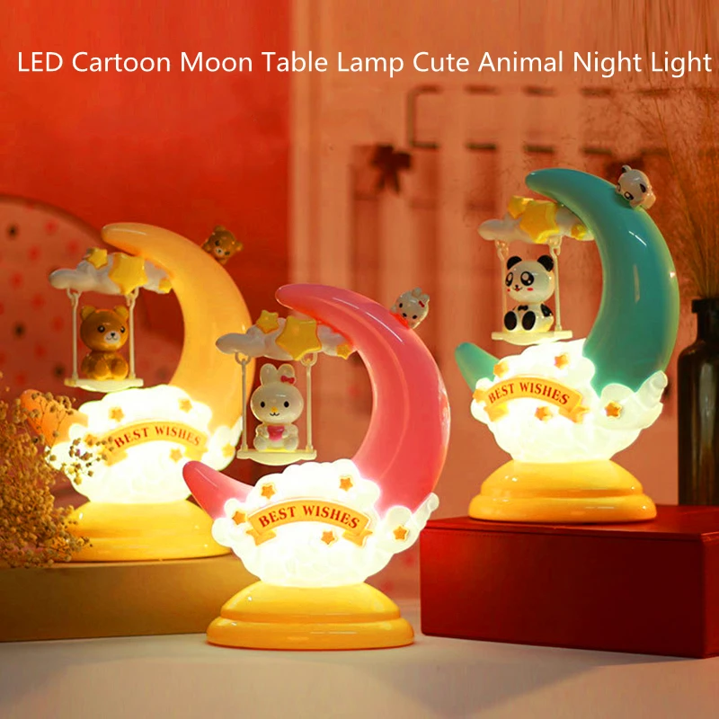 Креативный светодиодный мультяшный Настольный светильник в виде Луны украшение