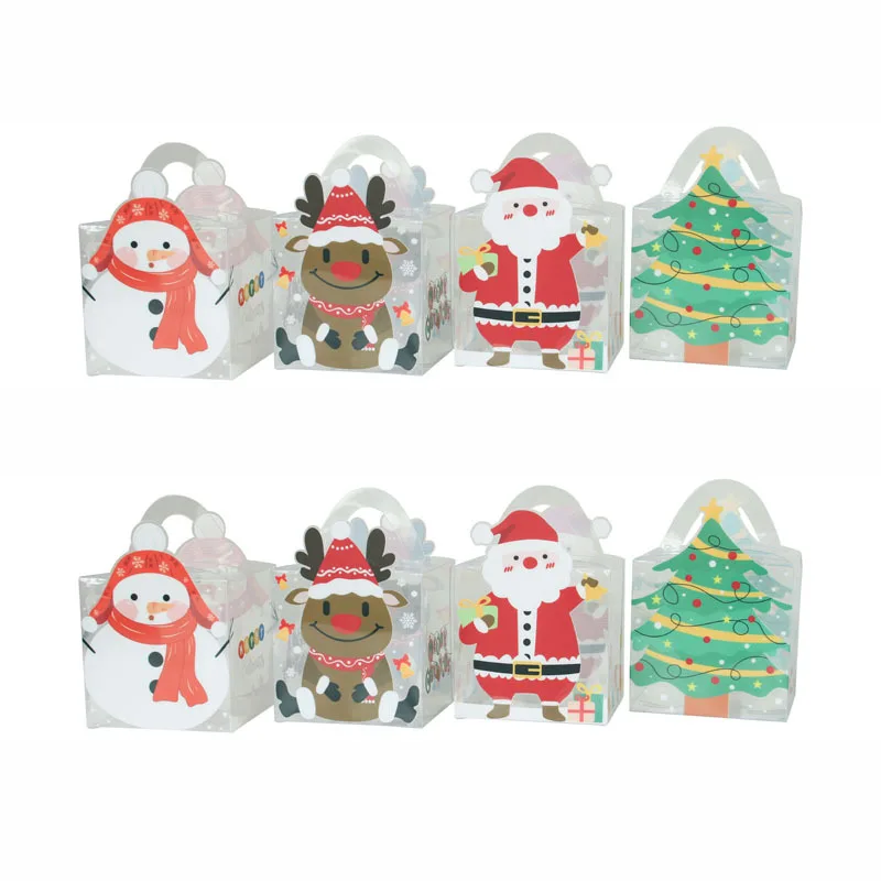 

5pcs Christmas Clear PVC Box Packing Wedding Favor Cake Packaging Chocolate Candy Dragee Apple Transparent Bonbonniere Gift Box