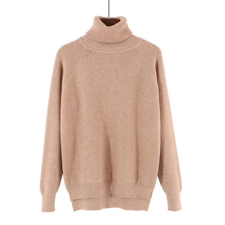 

Winter Khaki High Collar Thick Warm Knitted Sweater Women Slim Solid Color Wild Long Sleeve Girls Sweaters Pullovers Turtleneck