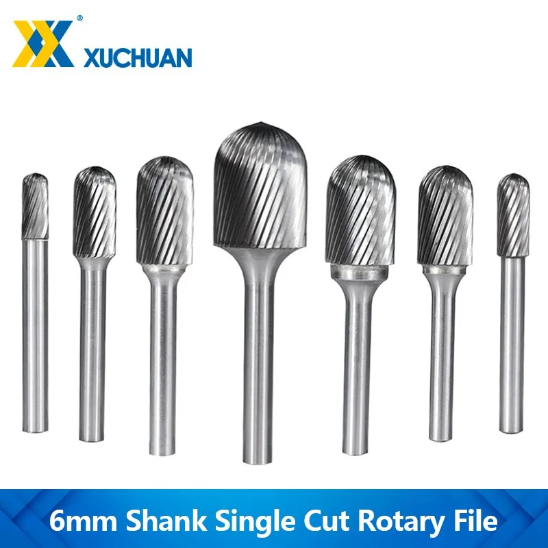 

Tungsten Carbide Burr Bit Single Cut Rotary File L Type for Metal Woodworking Carving Tool Rotary Burrs 6mm Shank