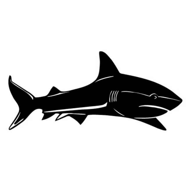 

15.2*7CM SEA SHARK FISH Vinyl Decal Car Sticker Funny Animal Body Decoration Stickers Black/Silver