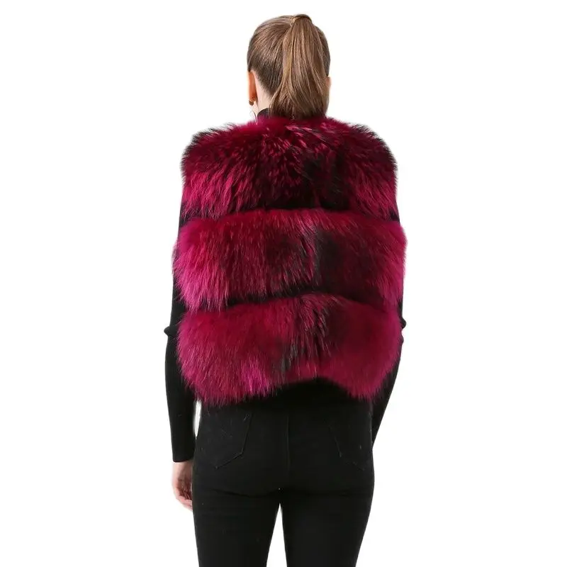 Fashion 100% Natural Raccoon Furs Short Vest Women Winter Real Fur Thicken Fluffy Coat Korean Streetwear For Women Luxury Warm