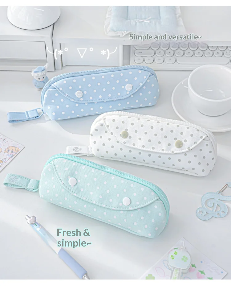 Фото Эстетичный пенал RosyPosy Aesthetic Shell Dot, портативный и легкий чехол для хранения с внутренними разделителями, сумка-органайзер для начальной школы №1