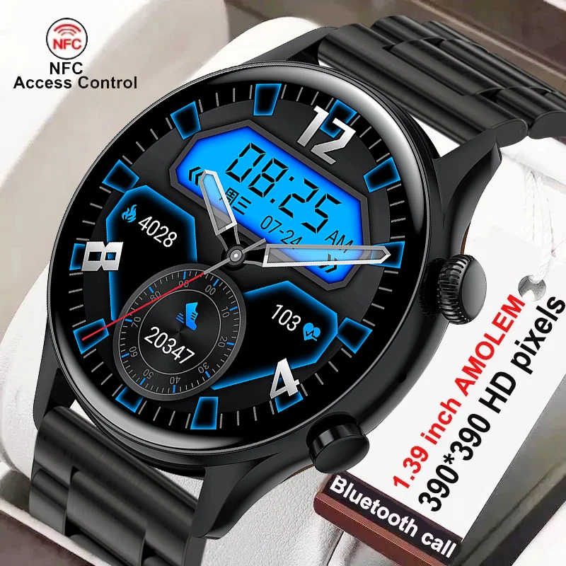 

LIGE 2022 NFC Bluetooth call Smartwatch Men 1.36" AMOLED 390*390 Screen Support Always On Display Watches Waterproof Smart Watch