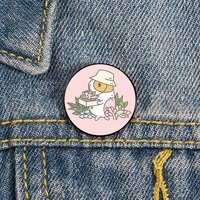 pink bubu the guinea pig pin custom funny brooches shirt lapel bag cute badge cartoon cute jewelry gift for lover girl friends