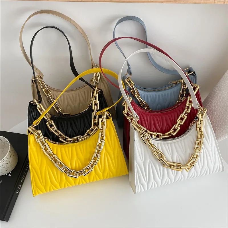 

2022 Pu Leather Zipper Handbags New Fashion Texture Embossed Lacquer Folds Shoulder Bag Simple and Small Square Bag for Women