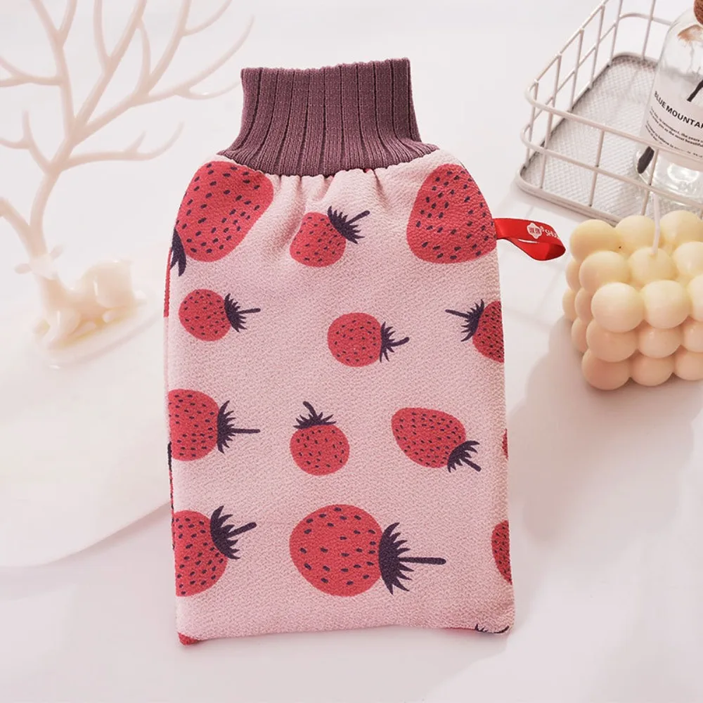 2PCS Cartoon Fruit Printed Double-sided Rubbing Back Gloves Thickened Cute Shower Brush Portable Delicate Bathroom