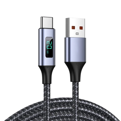 2022 Новый QC 3.0 USB Type C кабель для быстрой зарядки и синхронизации данных со светодиодным дисплеем напряжения