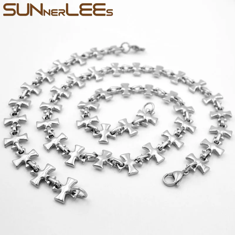 

Цепочка Из Нержавеющей Стали SUNNERLEES 316L, комплект из ожерелья и браслета, 13 мм, с геометрическими звеньями, серебристого цвета, ювелирные изде...