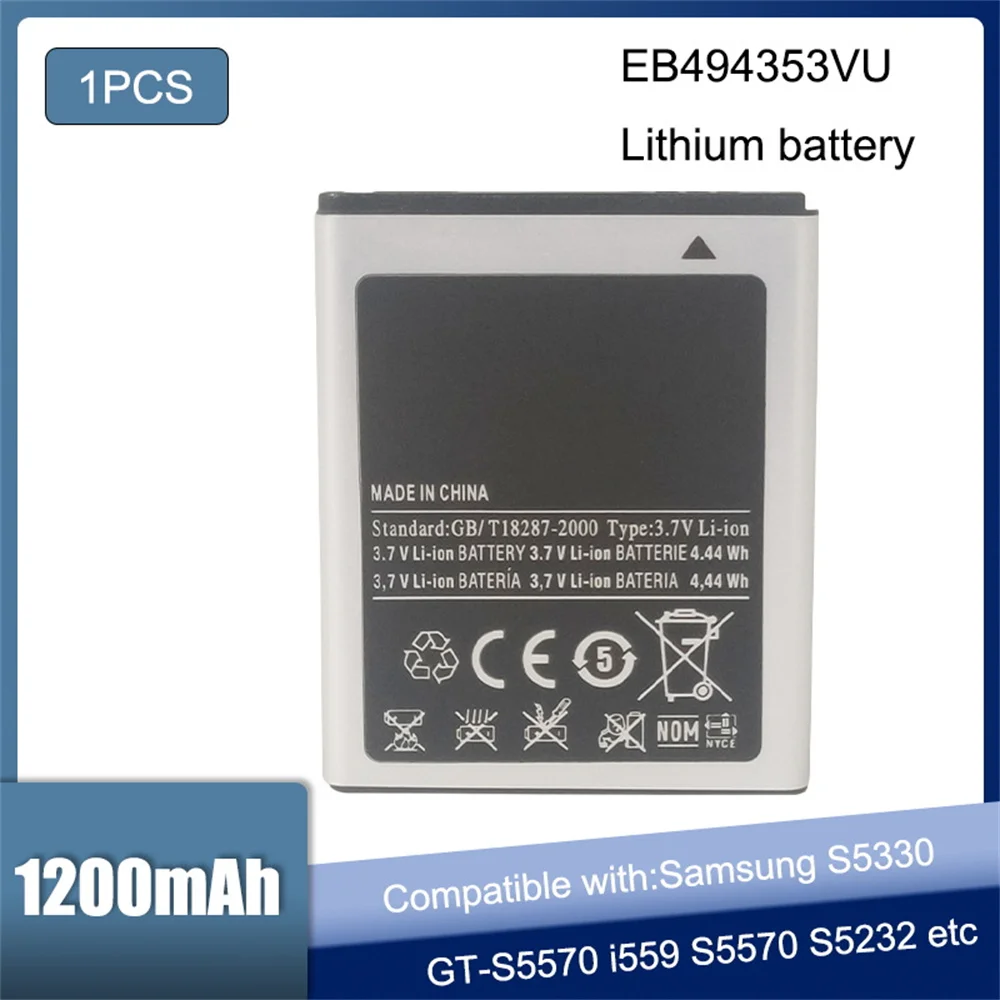 

Original Replacement Battery EB494353VU For Samsung S5750 GT-S5570 i559 S5570 S5330 S5232 C6712 EB494353VA Genuine