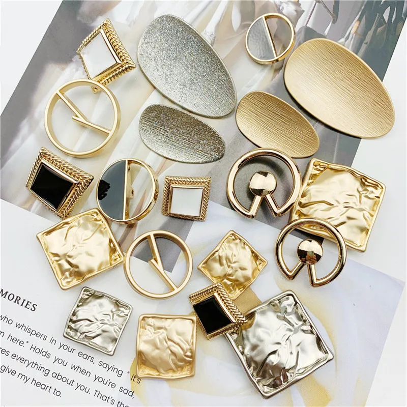 

5pcs Irregular Metal Buttons Square Water Drop Hollow Round Decorative Buttons for Clothing Gold Garment Coat Sewing Accessories