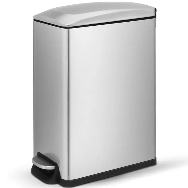 

Gallon Trash Can, Stainless Steel Step On Slim Kitchen Garbage Can, Silver