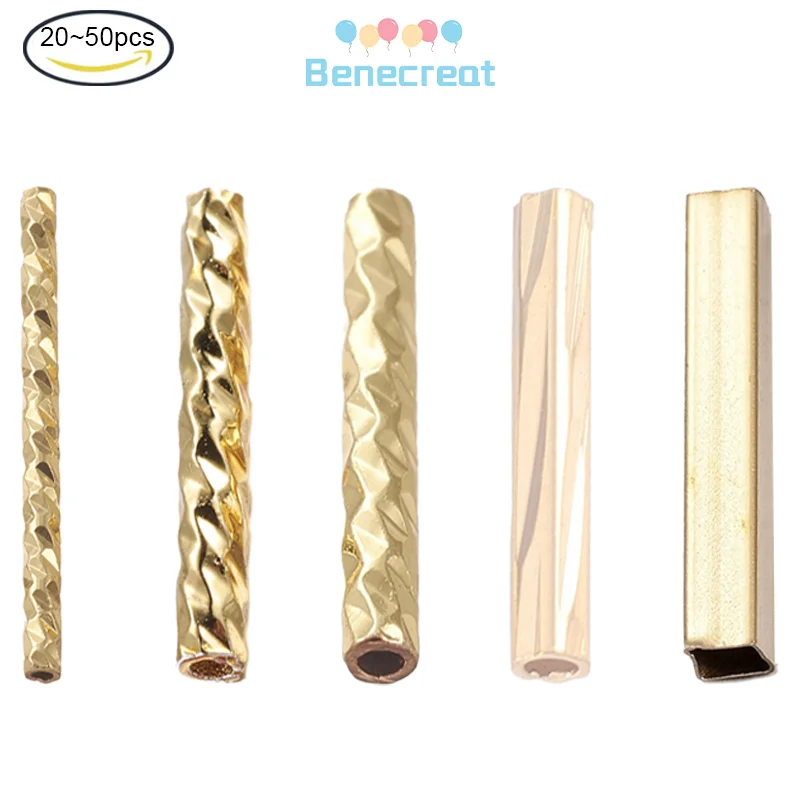 

20-50PCS Tube Beads Curved Smooth Brass Golden Color Long-Lasting Plated Metal Beads for Jewelry Making