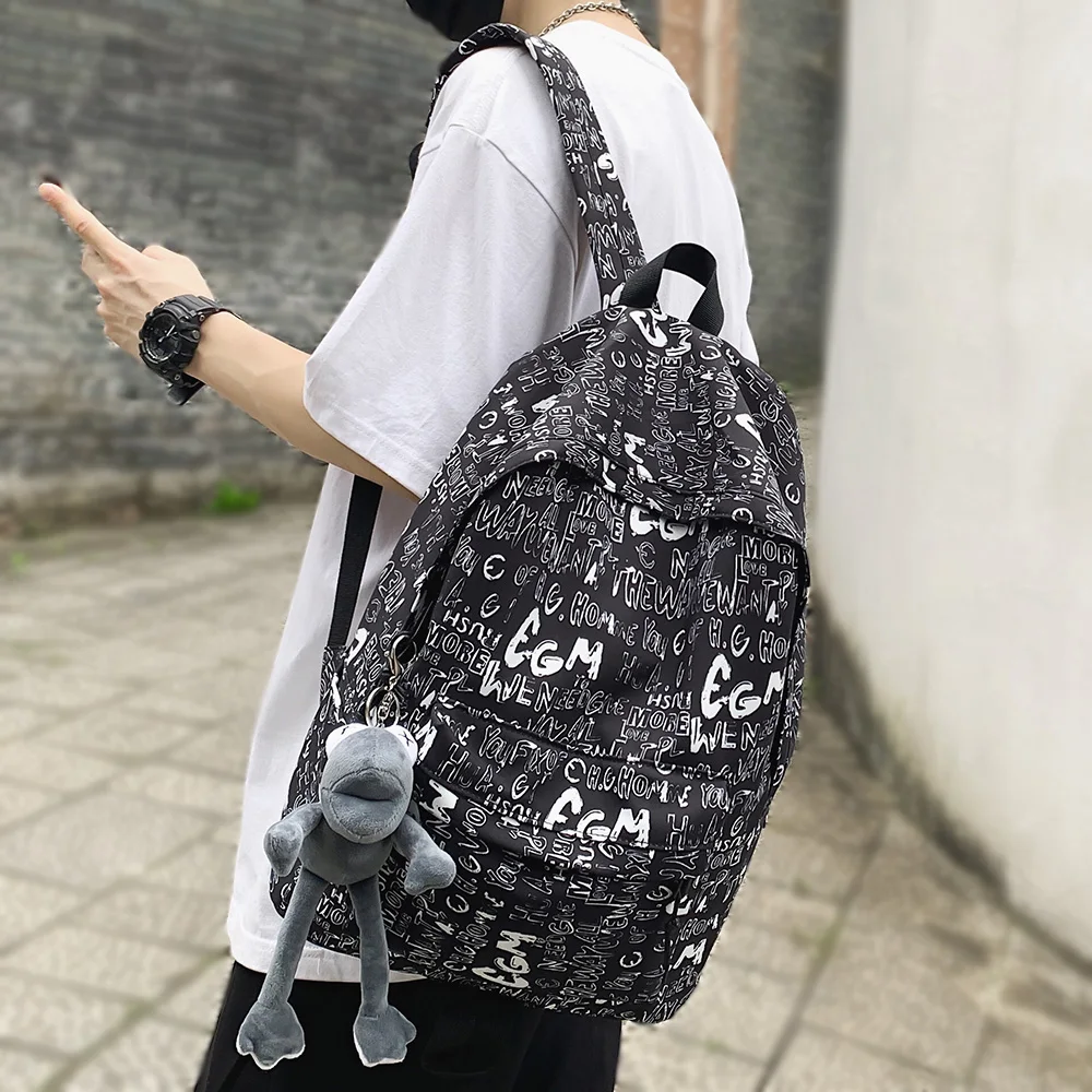 

Fashion Girl Boy Harajuku Book Backpacks Men Lady Travel Graffiti Print Bag Cool Women Kawaii Backpack Female Laptop Student Bag