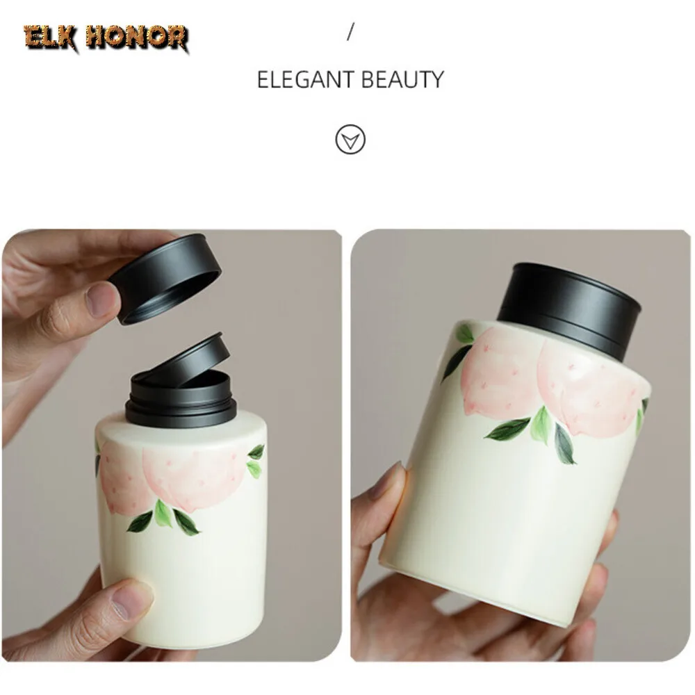 Чистый ручная роспись долговечность персиковая керамическая чайная банка