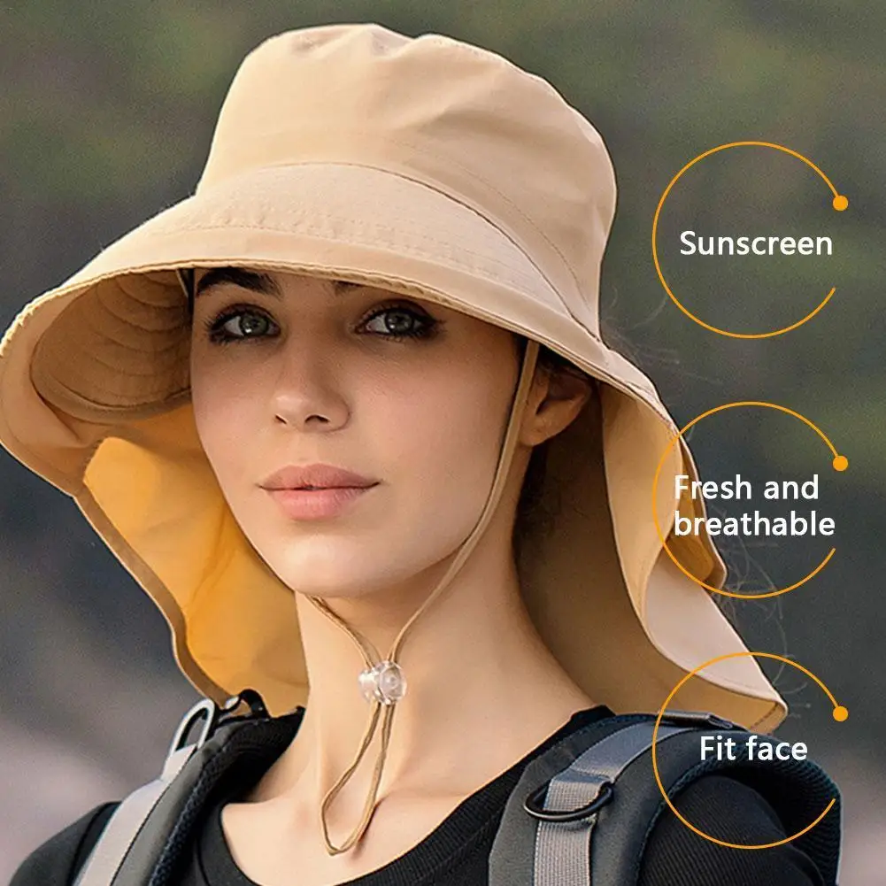 

Women's Sun Protection Bucket Hat Large Wide Brim Shawl Bucket Hat Summer Outdoor Fishing Hiking UV Protection Sun Cap
