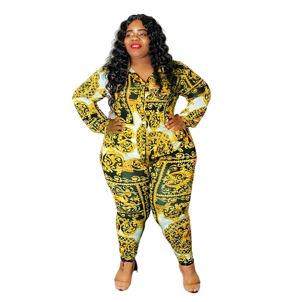 EOENKKY Plus Size 2-Piece Sets Autumn Women Print Shirt and Pants Sexy Sweatshirt Outfit Female Dropshiping Tracksuit Wholesale