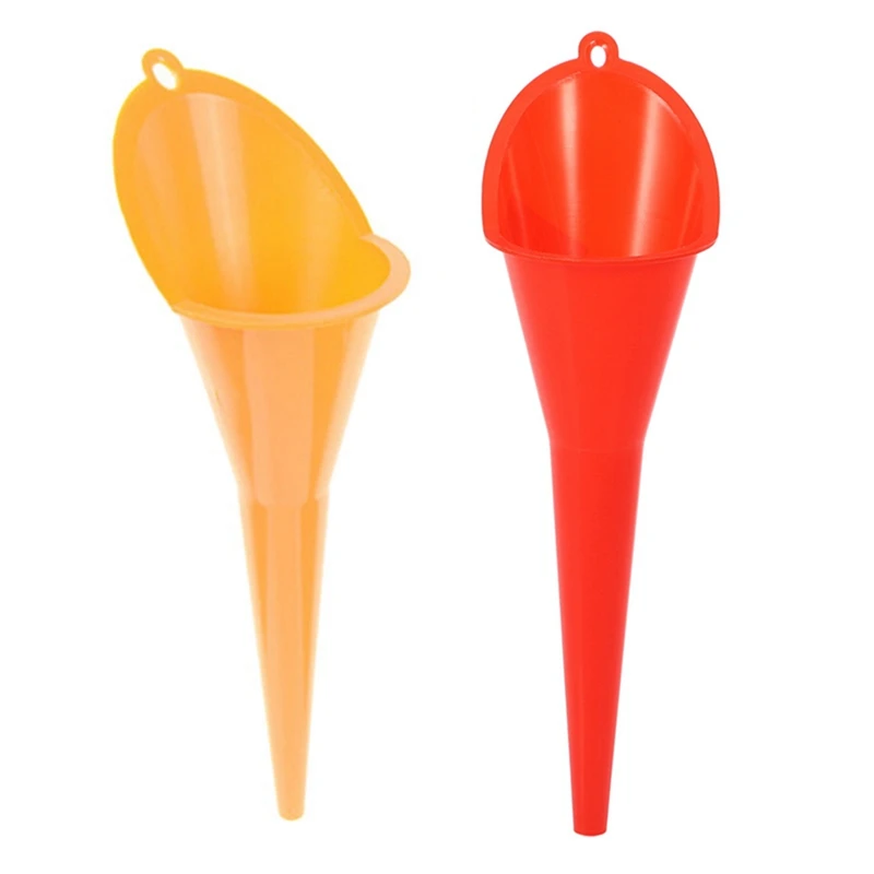 

2Pcs Car Fueling Funnel Gasoline Engine Oil Additive Motorcycle Agricultural Machinery Funnel - Yellow & Red