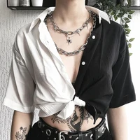 sisjuly designer yin yang black and white color matching handsome short sleeved t shirt womens lace up waist lapel top